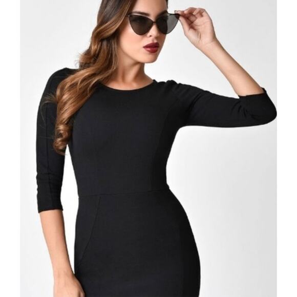 Unique Vintage 1960’s Black Mod Wiggle Dress 3X 20 NWOT - Picture 3 of 7